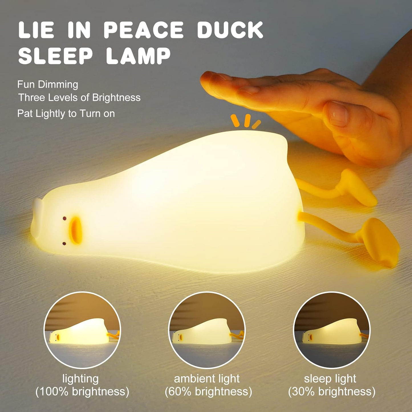 Luz nocturna infantil de silicona con forma de pato – Recargable, regulable y con temporizador
