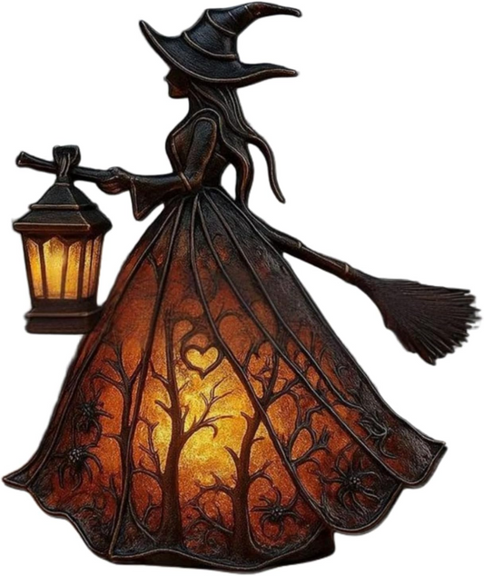 Lámpara de bruja Halloween con luz cálida gótica