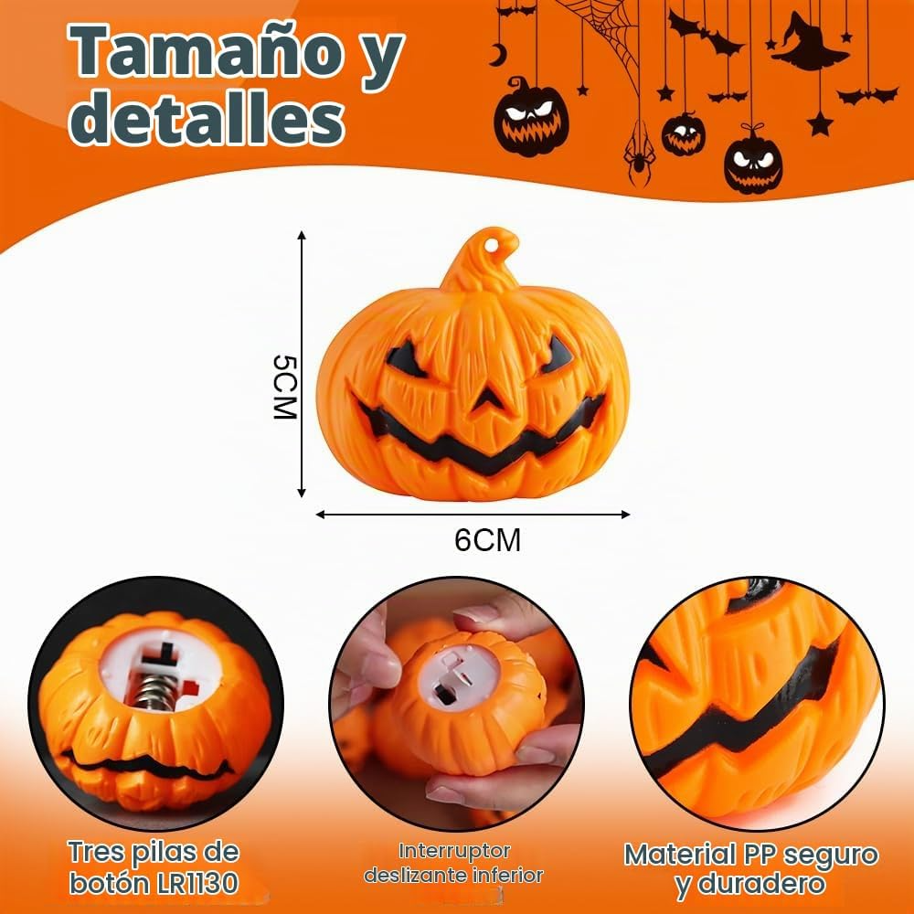 Velas LED de calabaza Halloween con mueca – Set de 12