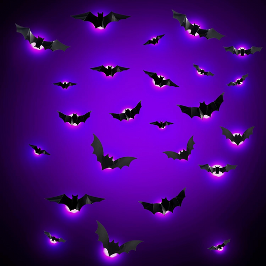 Pegatinas de murciélagos LED para decoración Halloween