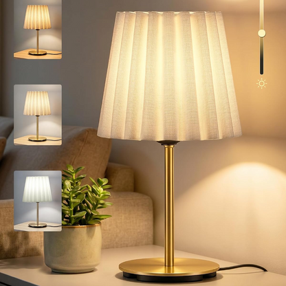 Lámparas de mesa blancas y doradas con 3 temperaturas de luz – Set de 2