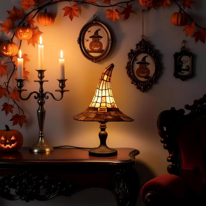Lámpara de sombrero de bruja en resina – Luz nocturna gótica vintage