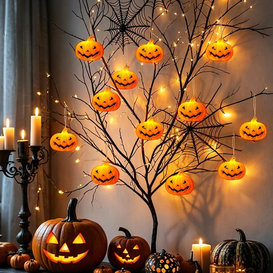 Velas LED de calabaza Halloween con mueca – Set de 12