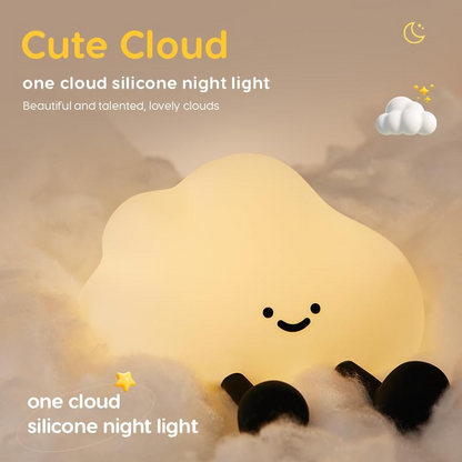 Luz nocturna infantil de silicona con forma de nube – Táctil, regulable y recargable USB-C