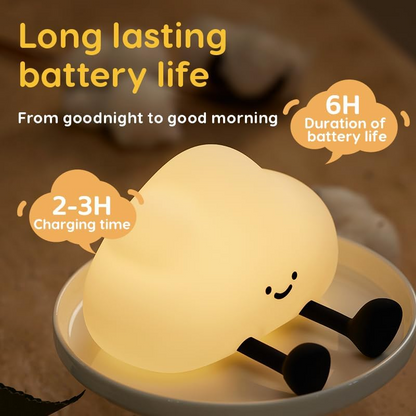 Luz nocturna infantil de silicona con forma de nube – Táctil, regulable y recargable USB-C