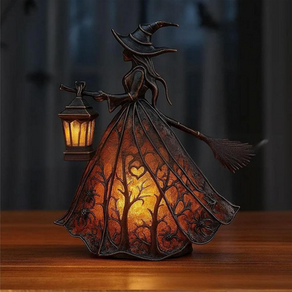 Lámpara de bruja Halloween con luz cálida gótica