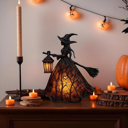 Lámpara de bruja Halloween con luz cálida gótica