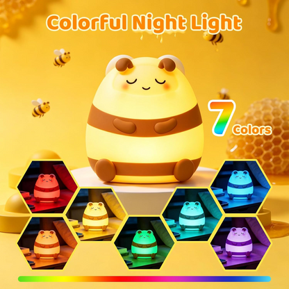 Luz nocturna infantil abeja de silicona 7 colores táctil y recargable USB-C
