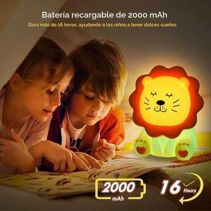 Luz nocturna infantil león de silicona 7 colores recargable 2000 mAh