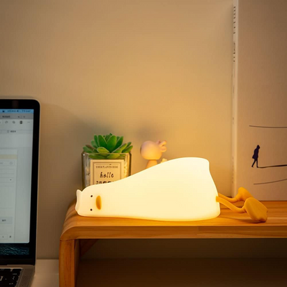 Luz nocturna infantil de silicona con forma de pato – Recargable, regulable y con temporizador