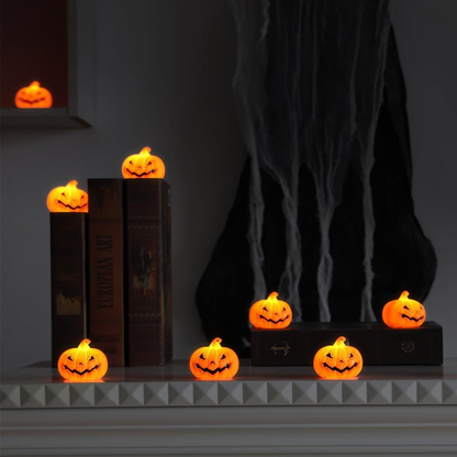 Velas LED de calabaza Halloween con mueca – Set de 12