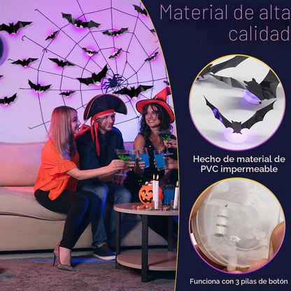 Pegatinas de murciélagos LED para decoración Halloween