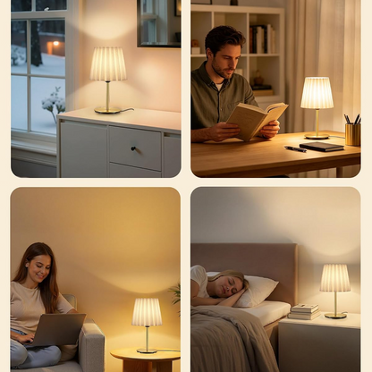 Lámparas de mesa blancas y doradas con 3 temperaturas de luz – Set de 2