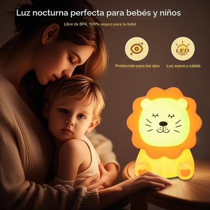 Luz nocturna infantil león de silicona 7 colores recargable 2000 mAh