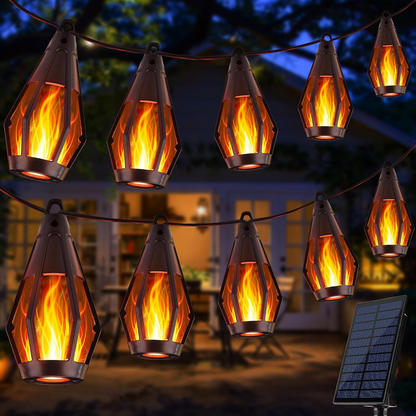 Guirnalda solar LED Halloween con efecto llama – 12,3 m impermeable exterior