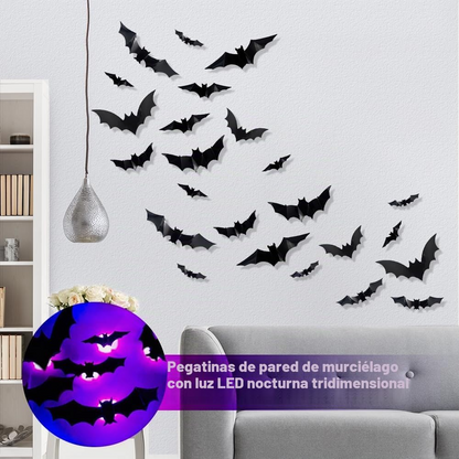 Pegatinas de murciélagos LED para decoración Halloween