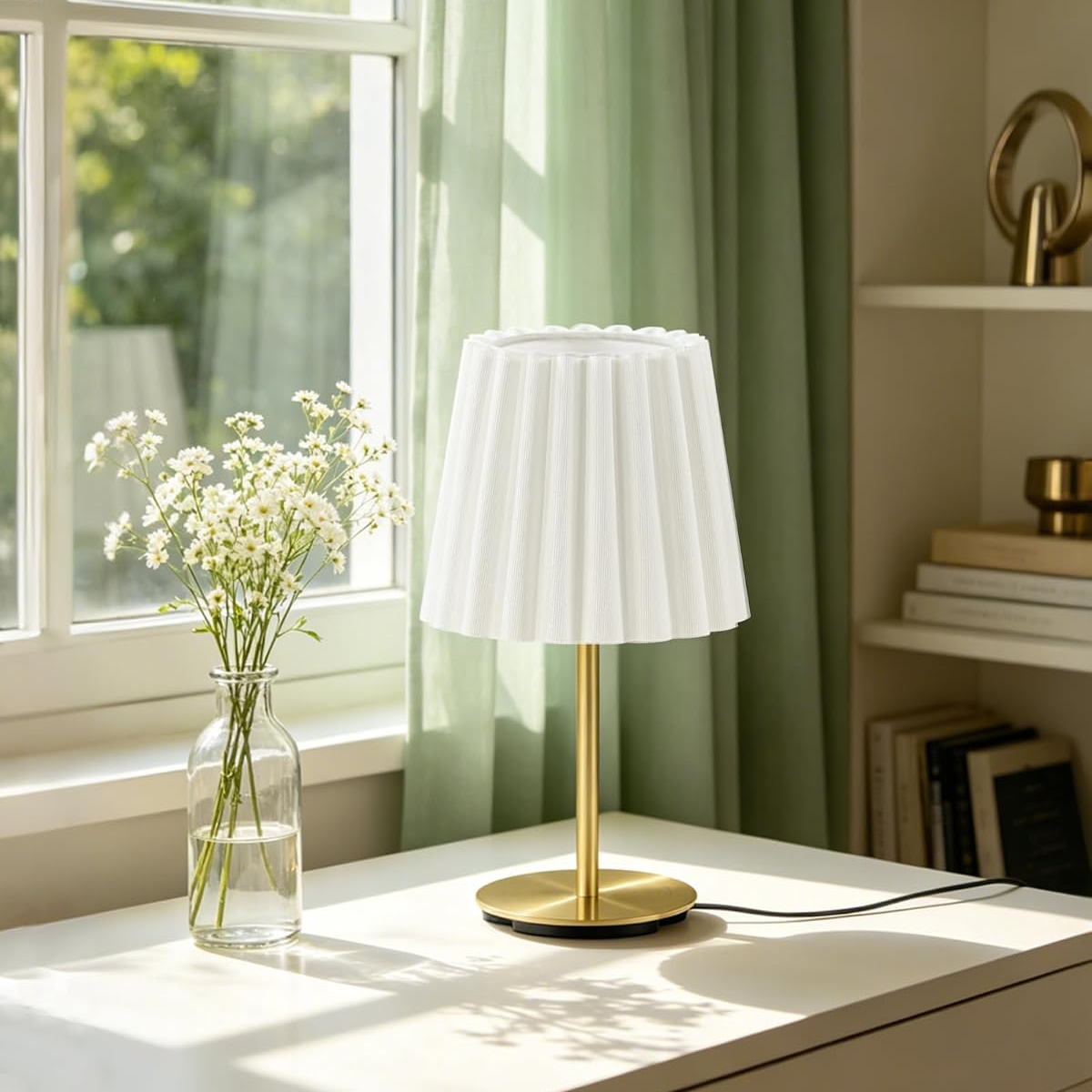 Lámparas de mesa blancas y doradas con 3 temperaturas de luz – Set de 2
