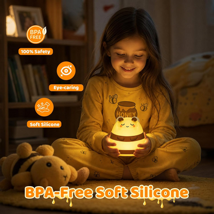 Luz nocturna infantil abeja de silicona 7 colores táctil y recargable USB-C