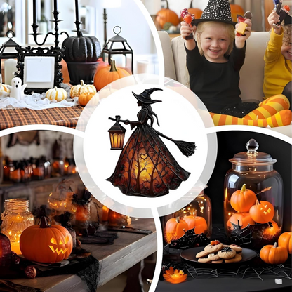 Lámpara de bruja Halloween con luz cálida gótica