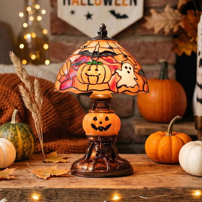 Lámpara de calabaza Halloween pintada a mano