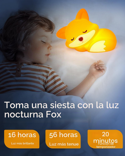 Luz nocturna infantil de silicona con forma de zorro – Táctil, regulable y con temporizador