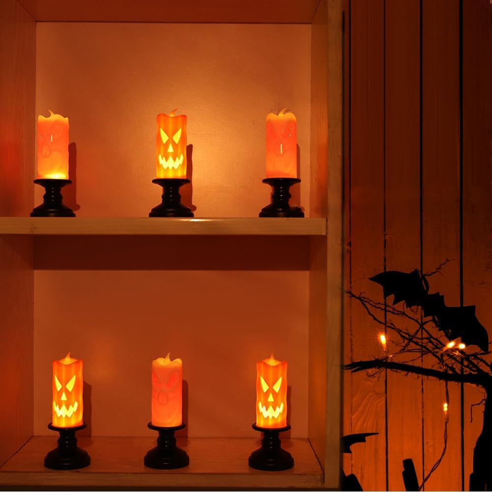 Velas LED de calabaza Halloween sin llama – Set de 6