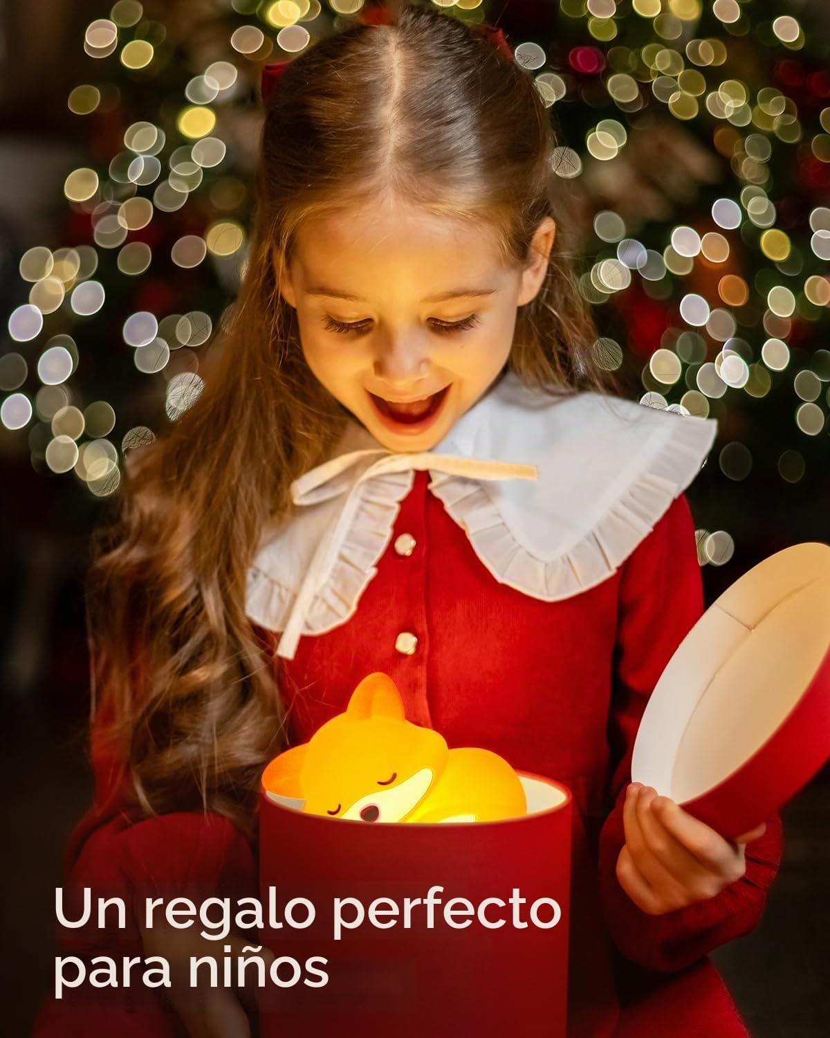 Luz nocturna infantil de silicona con forma de zorro – Táctil, regulable y con temporizador