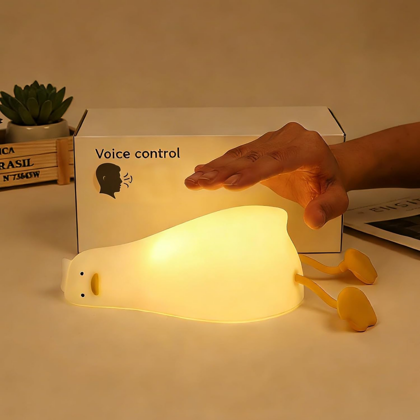 Luz nocturna infantil de silicona con forma de pato – Recargable, regulable y con temporizador