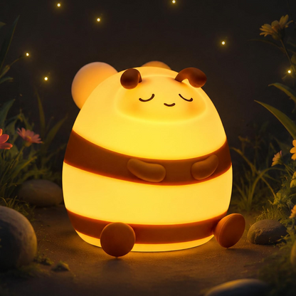 Luz nocturna infantil abeja de silicona 7 colores táctil y recargable USB-C