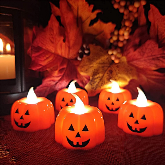 Velas LED de calabaza Halloween – Set de 12 unidades