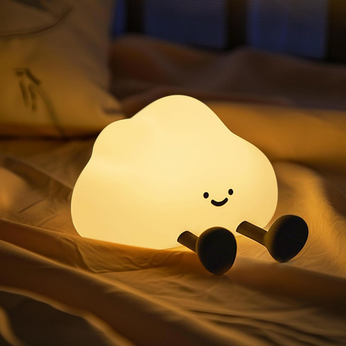 Luz nocturna infantil de silicona con forma de nube – Táctil, regulable y recargable USB-C