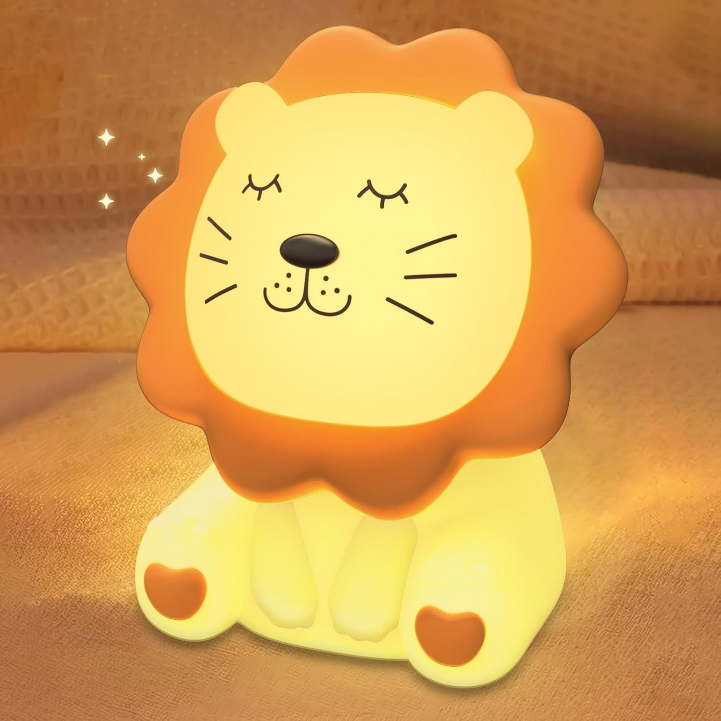 Luz nocturna infantil león de silicona 7 colores recargable 2000 mAh