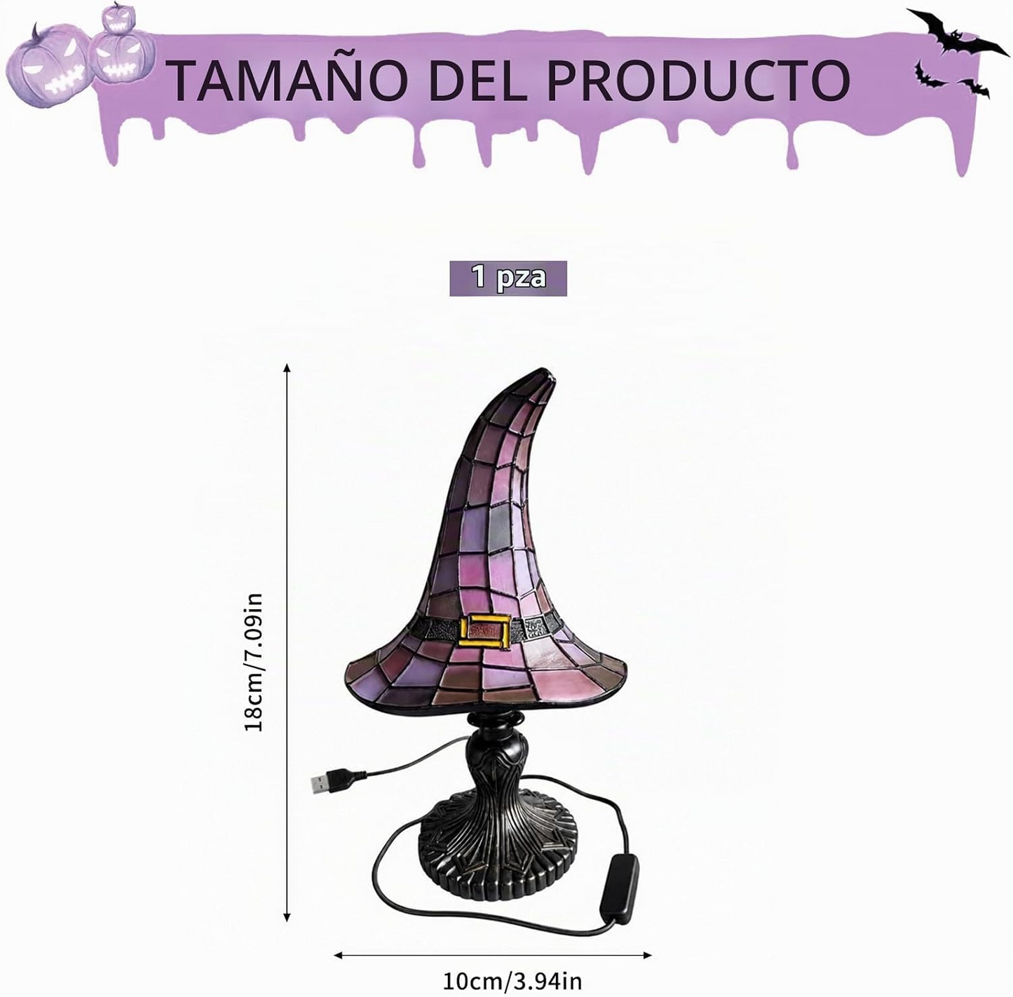 Lámpara de sombrero de bruja en resina – Luz nocturna gótica vintage