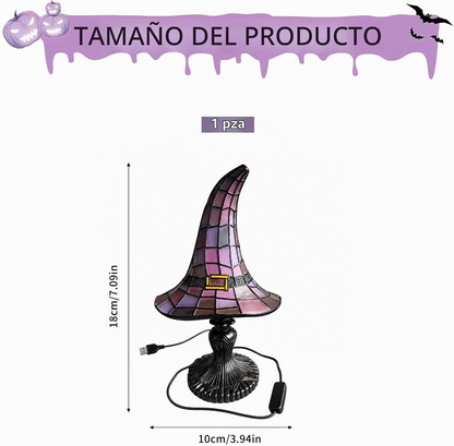 Lámpara de sombrero de bruja en resina – Luz nocturna gótica vintage