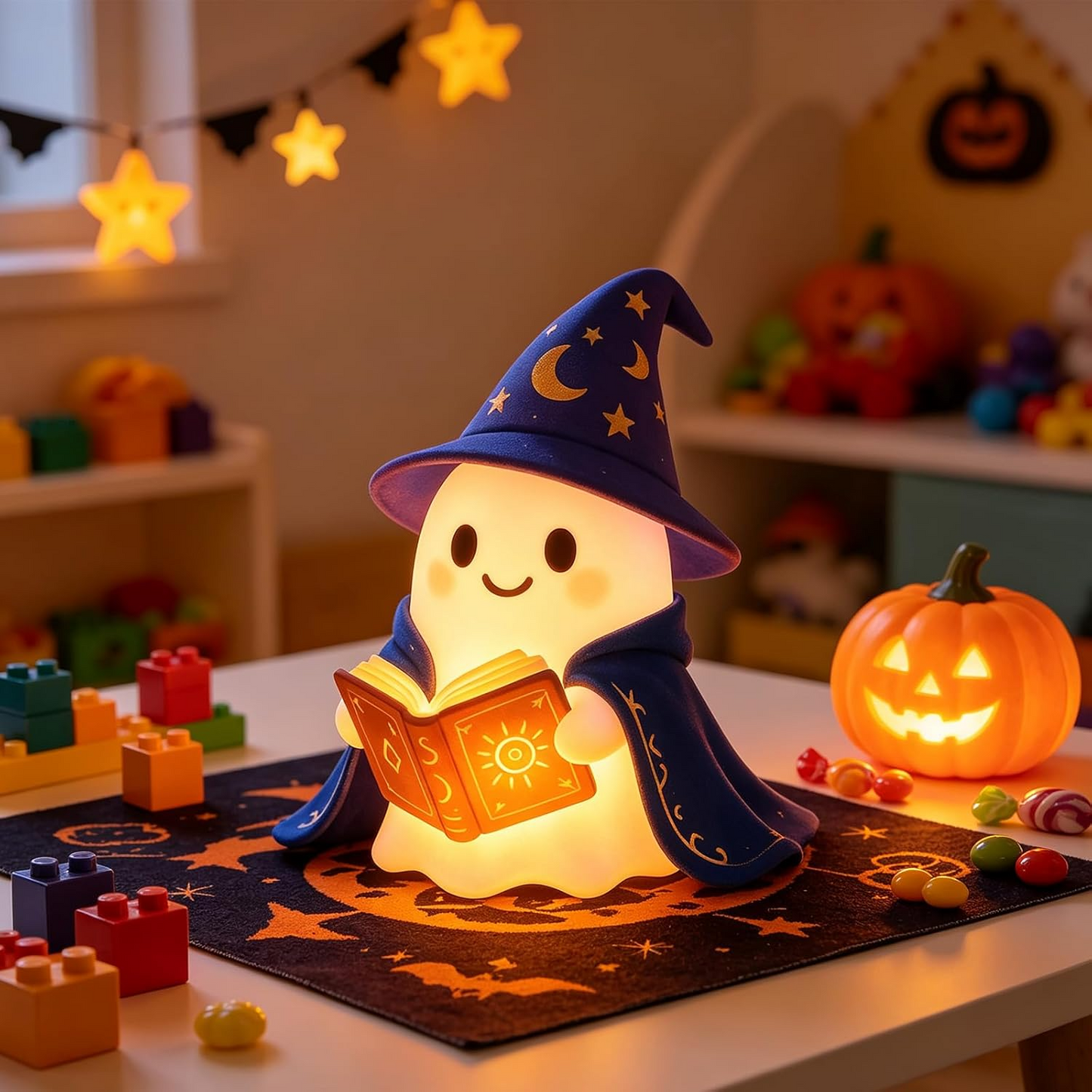 Lámpara LED fantasma 3D Halloween – Luz de lectura decorativa 15 cm