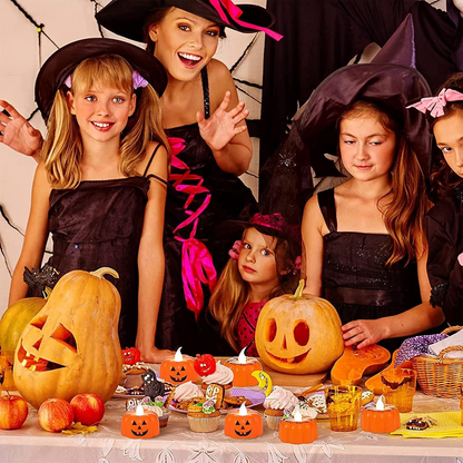 Velas LED de calabaza Halloween – Set de 12 unidades