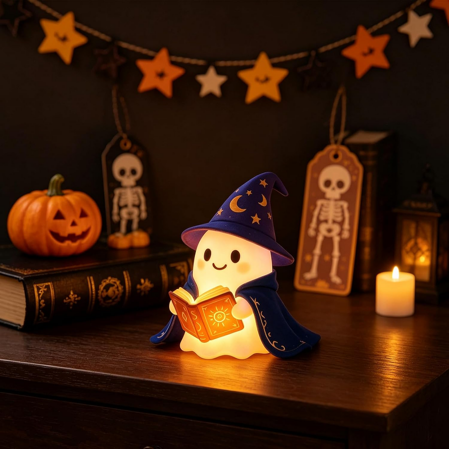 Lámpara LED fantasma 3D Halloween – Luz de lectura decorativa 15 cm